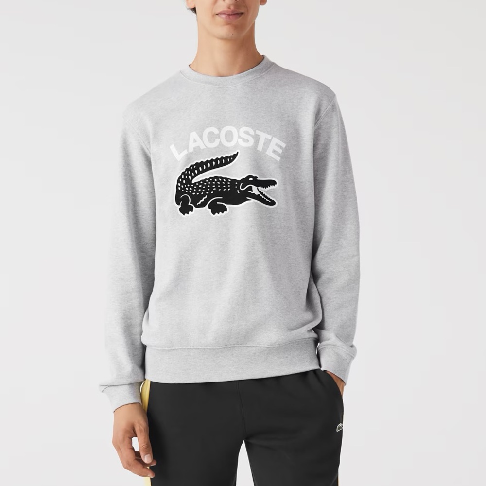 LACOSTE CROCODILE PRINT CREW NECK SWEATSHIRT